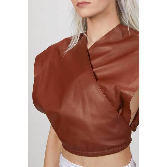 NEW ZEYNEP ARCAY envelope leather top in feral earth - Picture 2 of 5